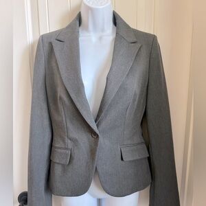 Express Grey Lined Long Sleeve Blazer’s Flap Pockets Back Vent, Size 4